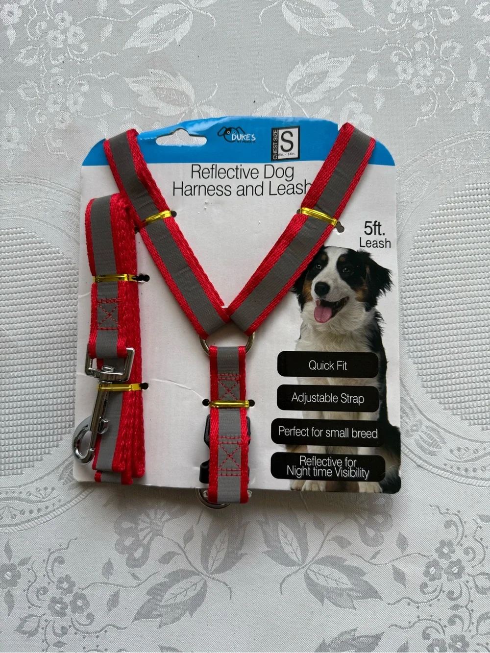 Dukes Reflective Red Dog Harness and Leash Set - Small 5Ft Leash Brand New